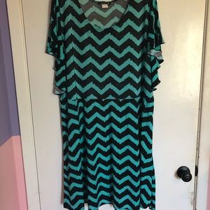 Chevron Pattern Turquoise and Black dress